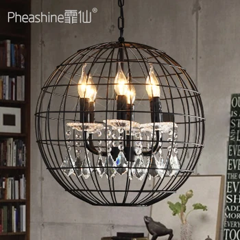 

Retro nostalgic restaurant bar iron art crystal lighting European bar coffee shop chandelier lamps.
