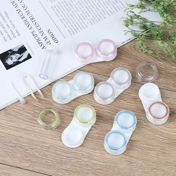 

1 Set Portable Storage Eye Care Kit Organizer Container Unisex Contact Lens Case Box 6 Boxes Simple Transparent Leakproof