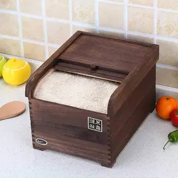 

Household 30 20 10kg loaded solid wood rice barrel rice storage box rice box insect proof sealed rice cylinder WF711441