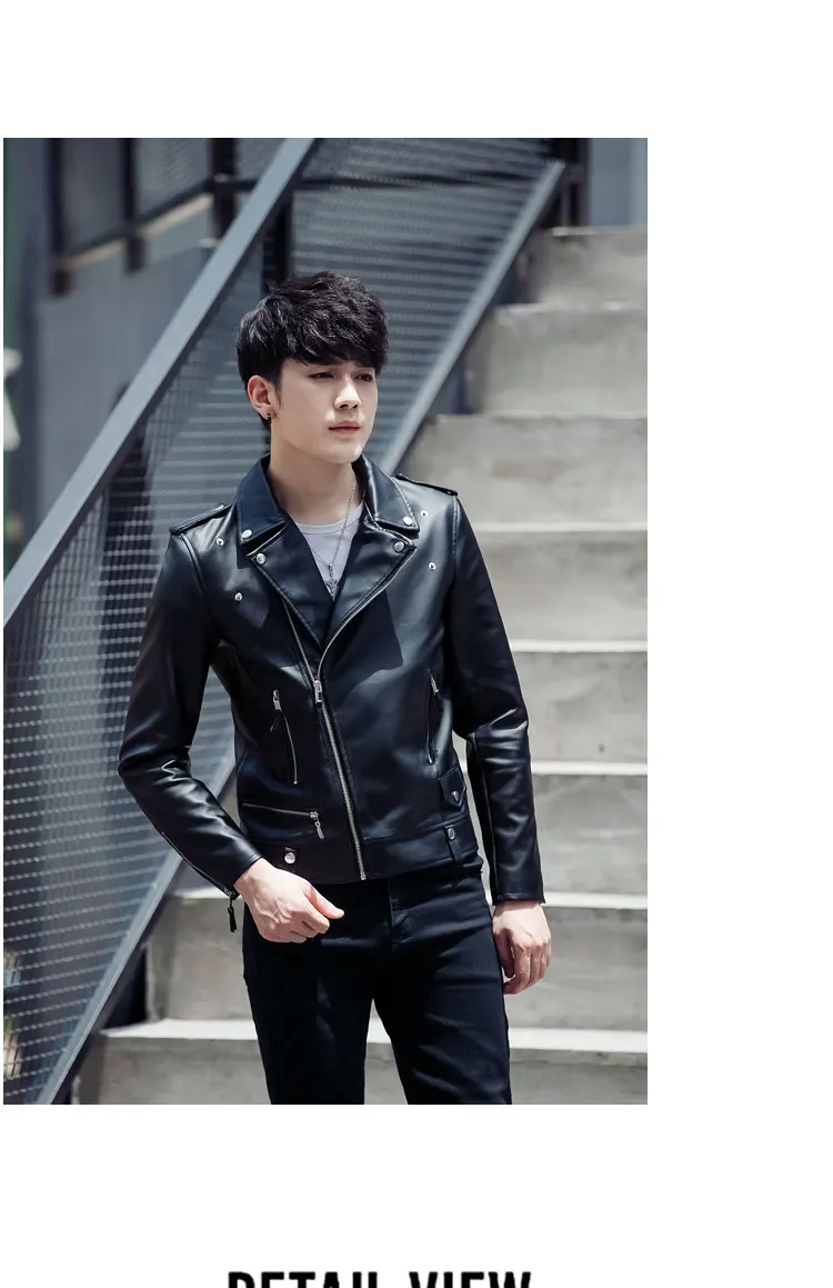 Korean-style Slim Fit Men And Women Jacket Leather Coat Couple Clothes Slim Fit Short Cable-Stayed Cool Leather Jacket This-plus