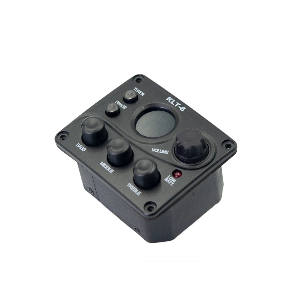 LOMMI KLT-6 Equalizer Guitar EQ System Tuner Phase Knob Bass Middle Treble with Black Guitar Piezo Pickup 9V Battery Case