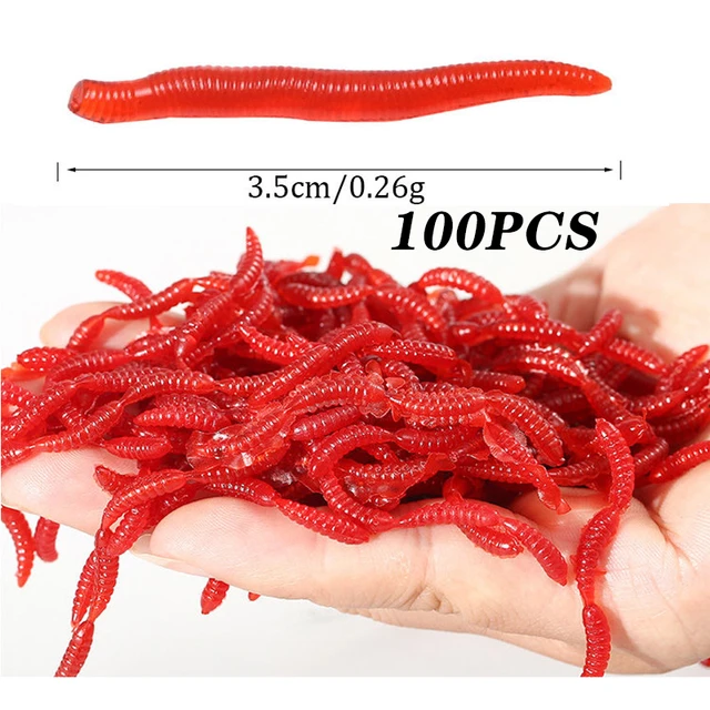 20/50/100pcs Lifelike Red Worm Soft Lure 35mm Earthworm Fishing Silicone  Artificial Bait Fishy Smell Shrimp Additive Bass Carp - AliExpress