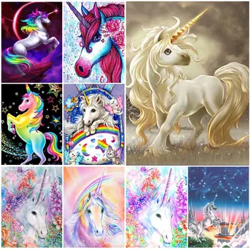 

DIY Diamond Painting Cartoon Magical Unicorn Cross stitch Set Full Square 5D Diamond Embroidery Mosaic Icon Rhinestones Decor