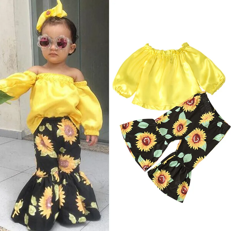 sunflower print flare pants
