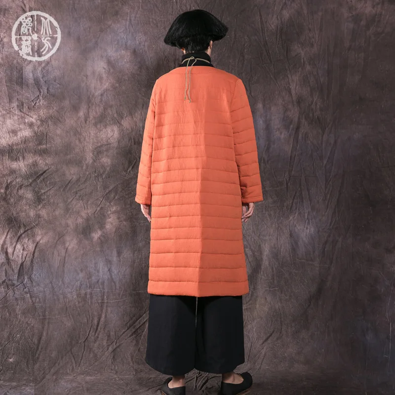 

[Micro for Offer Especially] 2108 Autumn And Winter New Products Versatile Cardigan Artistic Cotton Linen Trench Coat Frog Coat