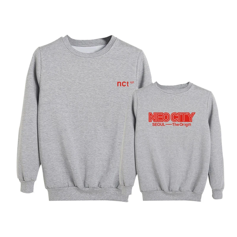 Серый KPOP NCT 127 Сеул концерт с ободком на носке и таким же кольцом для малышей, с округлым вырезом, свитер с плюшевой подкладкой с Для мужчин и Для женщин любителей дропшиппинг - Цвет: Серый