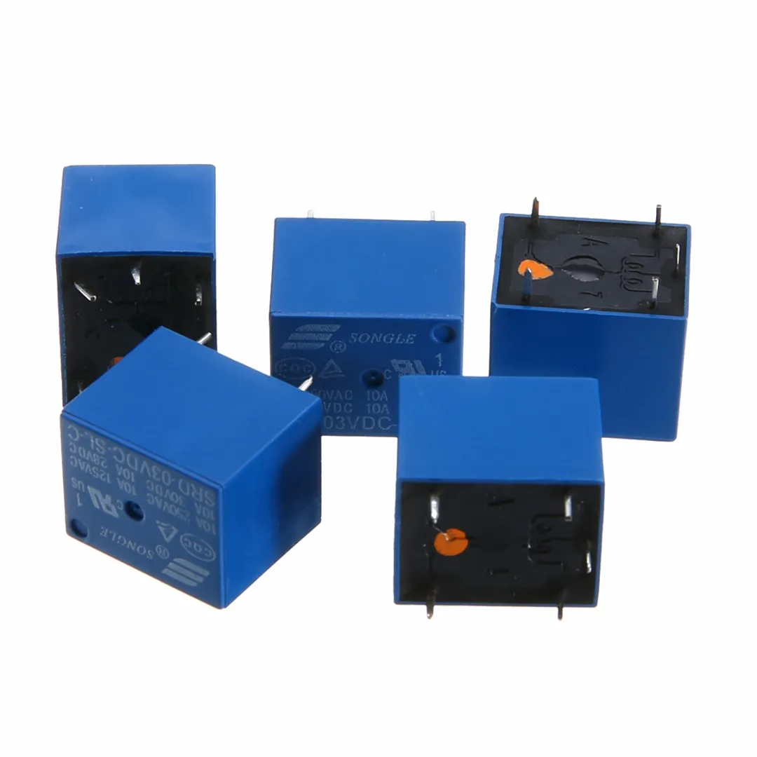 2/5/10pcs Mayitr Mini Relay 3V DC 10A High Current SRD-3VDC-SL-C PCB Type Power Relays 18*15*15mm Electrical Supplies