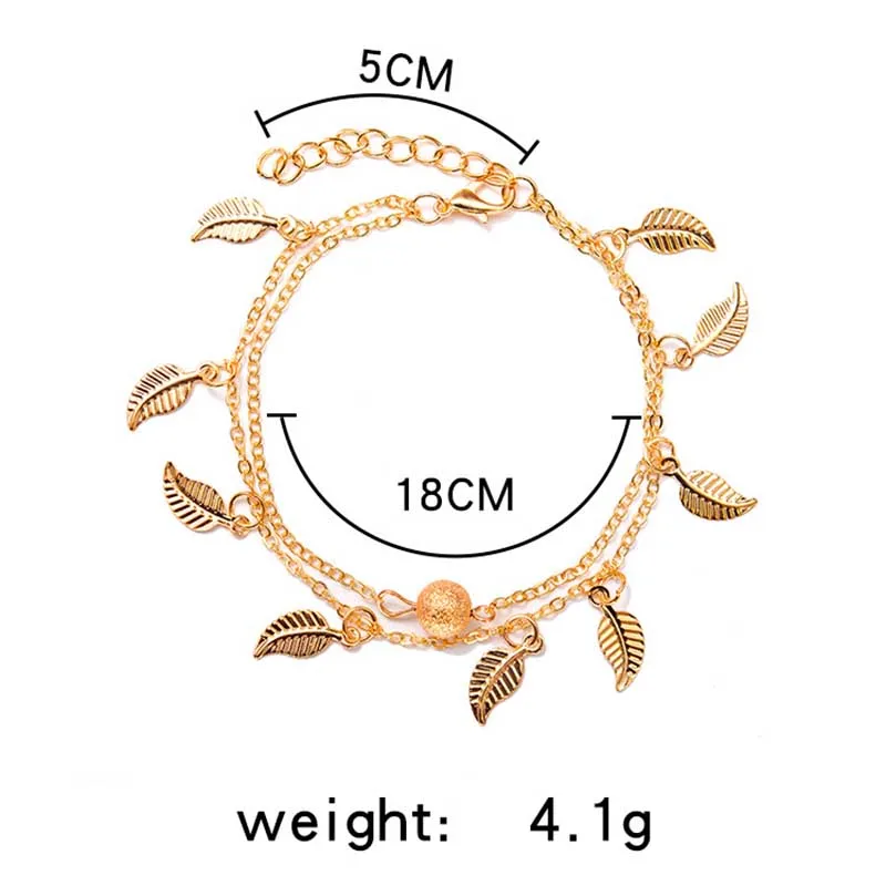 Чешский бисером anklets для женщин Двухместные цепи ноги Аксессуары Дерево Лист Кулант Anklet Girl Beach Foot jewelry