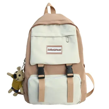 

Contrast Color Women Backpacks Buckle Design female Travel Backpack Cute School Backpack for Teenage Girls Book Bag mochila 2020