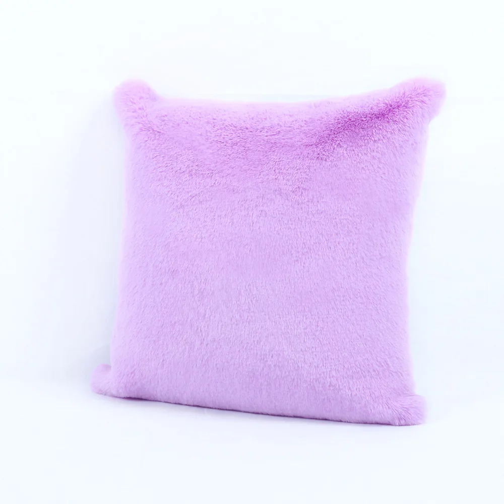 purple Современная однотонная Красная белая фиолетовая короткая плюшевая подушка, украшение дома, мягкая подушка для дивана, подушка для талии, моющаяся - Цвет: purple