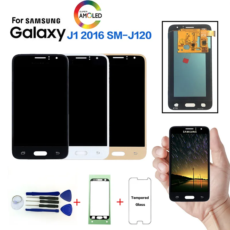 ЖК-дисплей Amoled для Samsung Galaxy J1 J120F J120DS J120G J120M J120H J120 сенсорный дигитайзер + наклейка