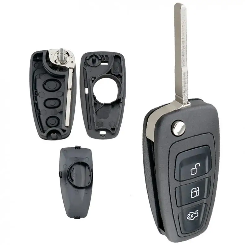 

Car Key Fob Case Shell Replacement with HU101 Blade Flip Folding Remote Cover Fit for For-Ford MONDEO FOCUS S MAX FIESTA