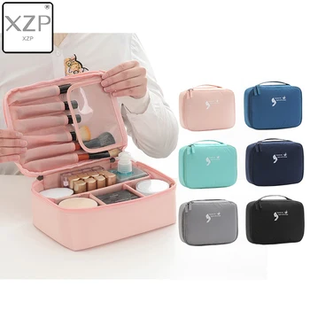 

XZP Women Cosmetic bag Makeup bag Case Make Up Organizer Toiletry Storage Neceser Rushed Solid Zipper New Travel Wash Pouch