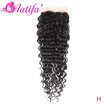 

Deep Wave 4x4 Lace Closure Brazilian Human Hair Closure Free/Middle/Three Part Lace Closure Remy Hair Aatifa Curly Closure