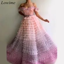 Новое Детское платье феи розовый Платья знаменитостей Многослойные Длинные Арабский вечернее платье для выпускного вечера вечерние платье для выпускного вечера; Robe De Soiree Для женщин Vestido Longo Festa