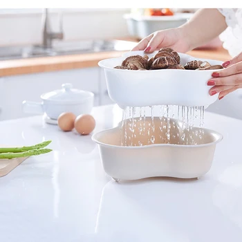 

Kitchen Colander Strainer Double Layer Draining Basket Bowl Kitchen Washing Strainer for Fruits Vegetables Cleaning Storage