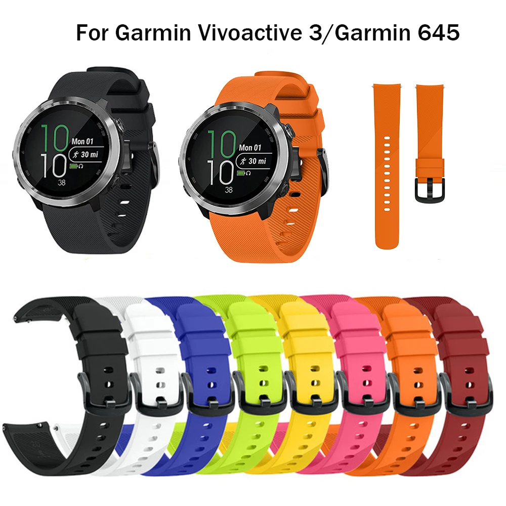 Силиконовый ремешок для часов Garmin Vivoactive 3, ремешок Vivomove HR, браслет для Garmin Forerunner 645, умный Браслет, аксессуары
