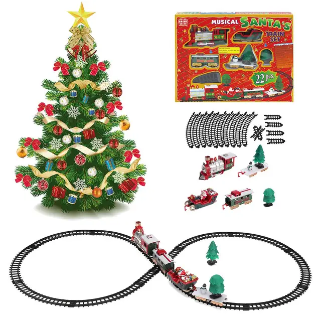 2022 Christmas Electric Rail Car Train Toy Children's Electric Toy Railway Train Set Transportation Building Toys New Year Gifts 5