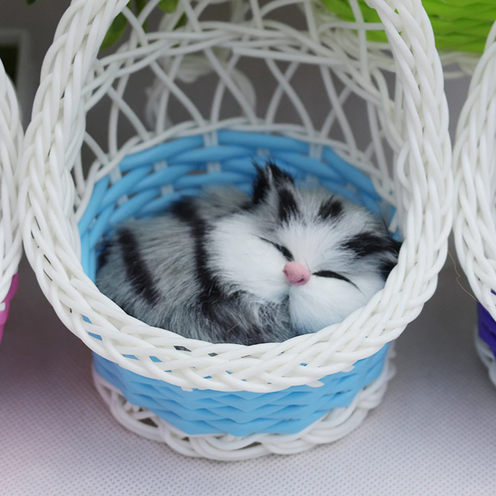 Simulation Cute Cats Kitten Sound Plush Doll Toy Hanging Basket Home Decoration