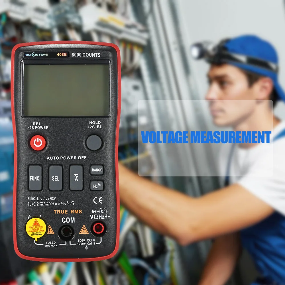 

RM408B True-RMS Digital Multimeter Button 8000 Counts Analog Bar Graph Temperature Sensor Test AC/DC Voltage Ammeter Current Ohm