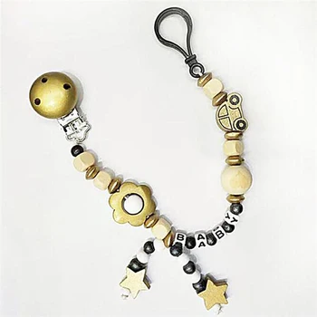 

" Baby Beads Car Pacifier Leash Personalized Pacifier Clip To Soothie With DIY Baby's Name Teething Toy