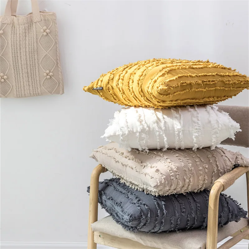 

Junwell 45*45cm 100% Cotton Linen Macrame Cotton Thread Pillow Geometry Bohemia Cushion Home Decor