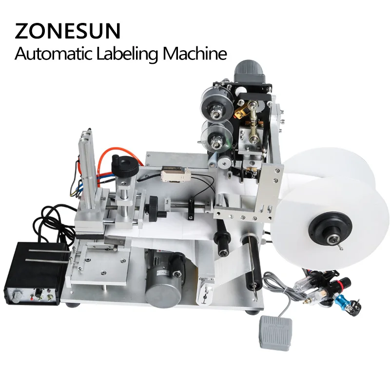 ZONESUN LT-60D плоская Этикетировочная машина полуавтоматическая этикетировочная машина для лекарственных бутылок с кодировкой даты