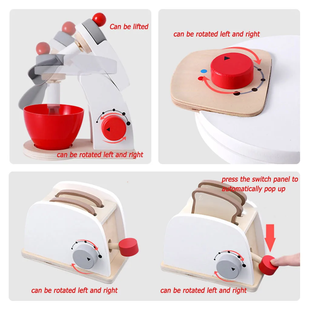 Toys For Children Play House Wooden Kitchen Toy Set Pretend Play Simulation Bread Coffee Mixer Machine Kit Game Role Toy