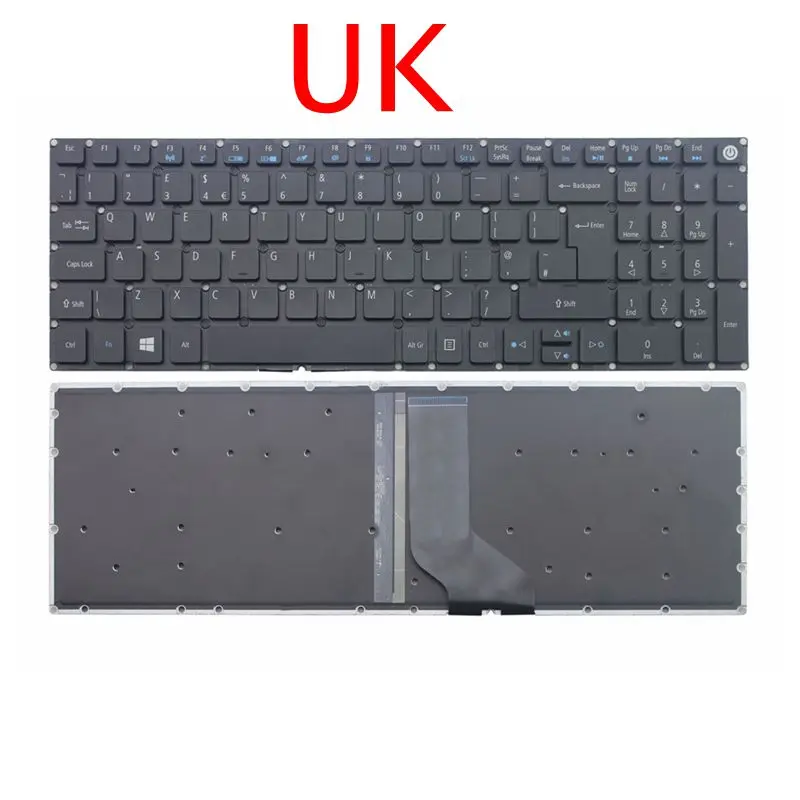 Teclado para Notebook Gzeele Reino Unido Acer Aspire E5-522 E5-532 E5-573 E5-722 E5-575 E5-523 E5-552 V5-591g Backlight gb
