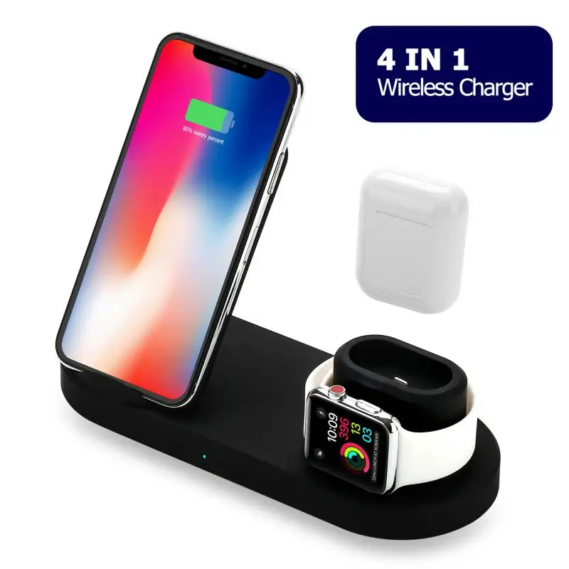 Qi Беспроводная зарядная подставка для Iphone 11 Pro X XS MAX XR 8 Plus быстрая зарядная док-станция для Apple Watch 4 3 2 1 для Airpods