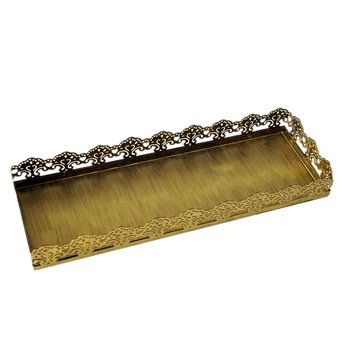 

Hot Sale Rectangle Cupcake Tray Black Gold Wedding Cake Tools for Display Decoration Plate Party Event Perfume Storage