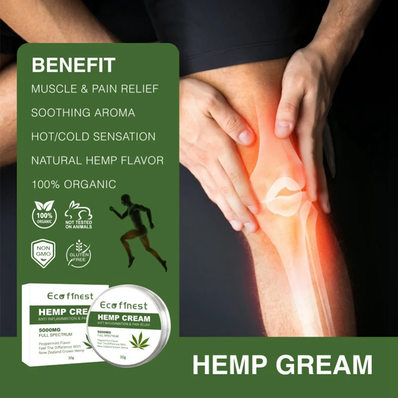 Hemp Cream Effective Pain Relief Anti-Inflammatory Relieve Back Muscle Pain Non-GMO Hemp Extract Ointment