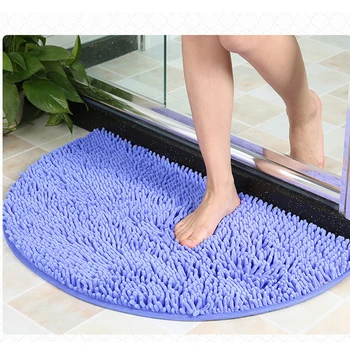 

Half Moon Round Bathroom Mat Carpet Semi Circle Machine Washable Rubber Back Bath Mat Soft Chenille Anti-Slip Bedroom Rug 2020