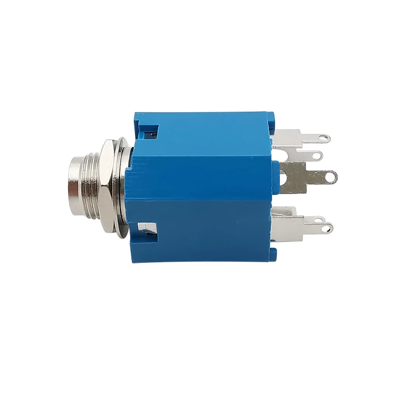 5Pcs PJ612A 6,35mm 1/4 "3/5Pin Audio Mikrofon Weibliche Jack Buchse PJ-612A 6,35 MM Kopfhörer Jack stecker mit Mutter Blau/Schwarz – Detail 4