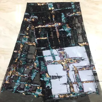 

Latest Design French Net Lace Fabric High Quality African Tulle Lace With Sequins Nigerian Lace Fabrics For Wedding 5yards/lot