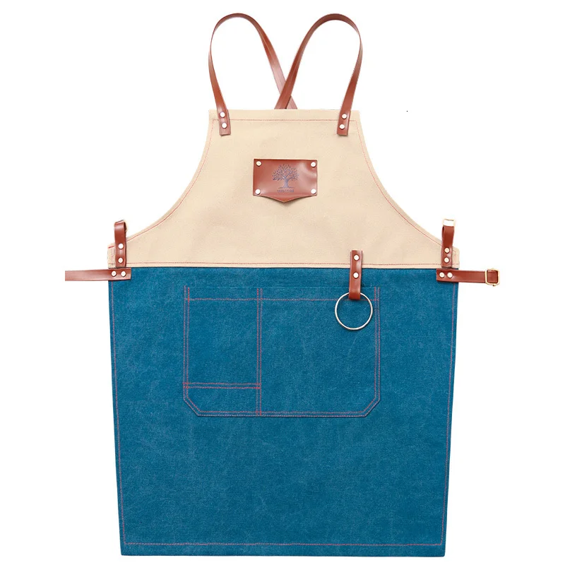 Men Women Canvas Kitchen Cook Apron Chef Waiter Uniform Hairdressing Barber Painting Work Apron BBQ Bakery Anti-Dirty Overalls