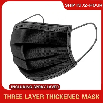 

Face Mask Medical Mask Black Disposable Nonwove 3 Layer Ply Filter Mask Mouth Face Mask Filter Safe Breathable Protective Masks