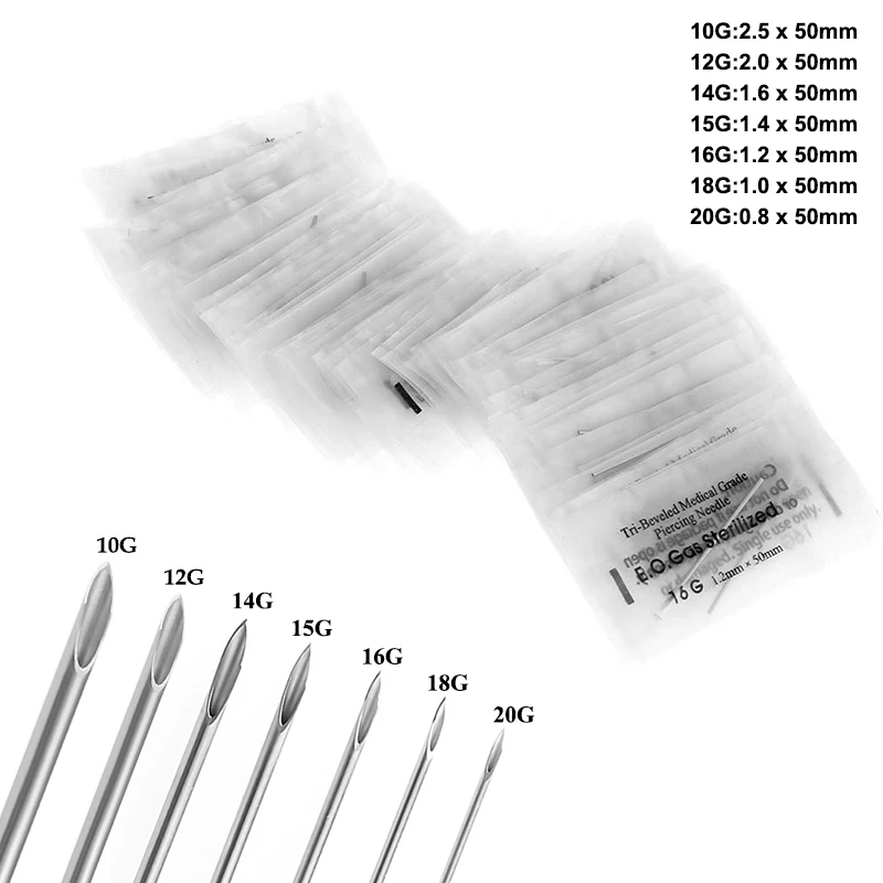 5PCS Disposable Sterile Body Piercing Needle Tattoo Supply Assorted Body Art Tool Piercing Supplies Ear Nose Needles body piercing needles piercing tool