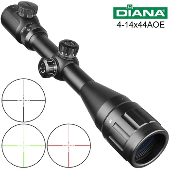 

DIANA 4-14x44 Scope Tactical Optic Cross Sight Green Red Illuminated Riflescope Hunting Rifle Scope for Sniper Air Guns