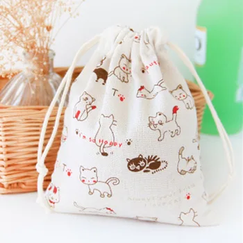 

Drawstring Storage Cotton Linen Bag Small Beam Rope Pouches Home Decor Handbags Large Capacity Handmade Gift Bag