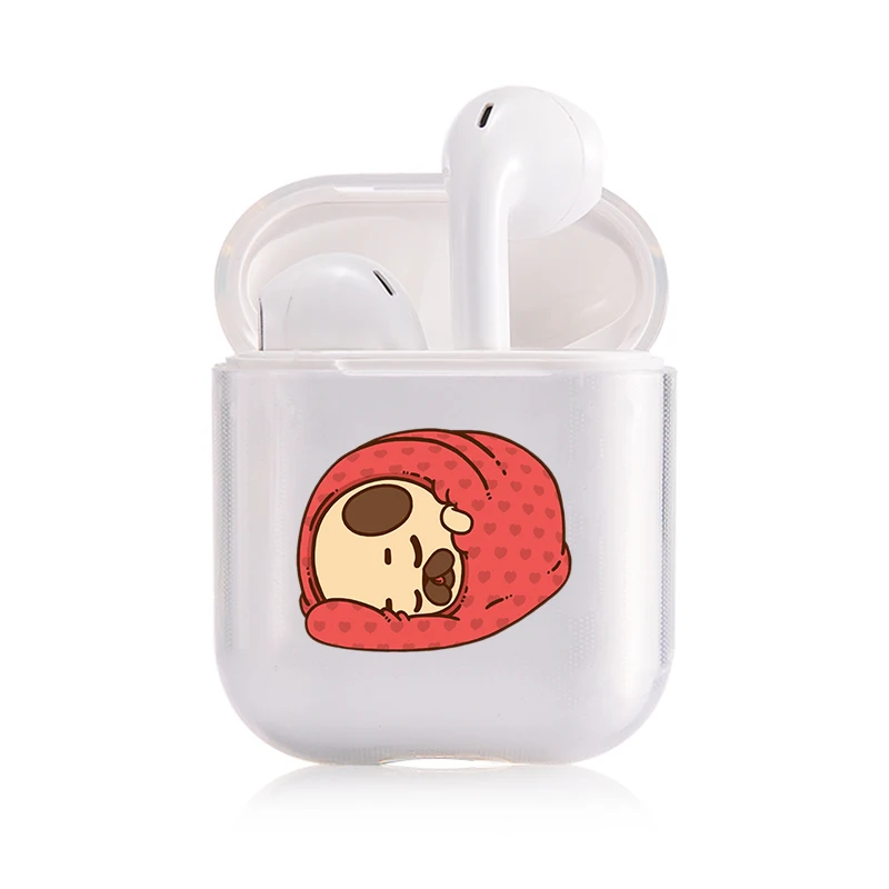 I202474 Pets Pug наушники чехол для Apple AirPods 2 Жесткий Чехол беспроводной Bluetooth наушники милые AirPods защитный для AirPod Silm чехол - Цвет: I202474