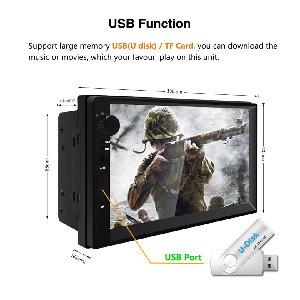 Практичный 7 дюймов ультра-тонкий Bluetooth FM радио USB SD 1080P видео Сенсорный экран MP5 игроков для автомобиля