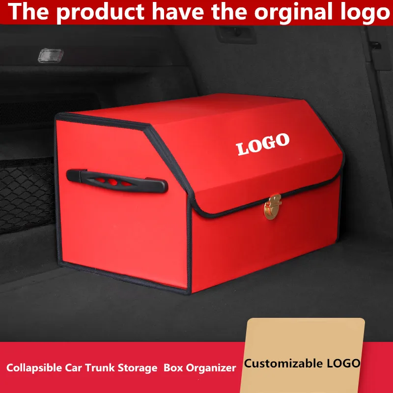 

Collapsible Car Trunk Storage Organizer Portable Car Storage Stowing Tidying PU Leather Auto Trunk Box Organizer for Acura