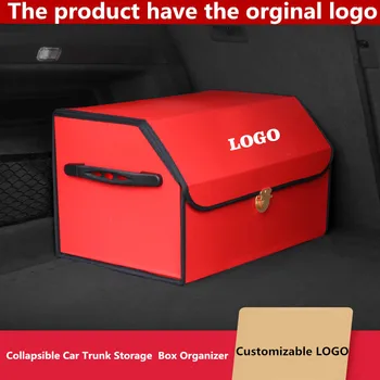 

Collapsible Car Trunk Storage Organizer Portable Car Storage Stowing Tidying PU Leather Auto Trunk Box Organizer for Acura