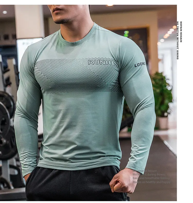 Men Elastic Running Gym Sports Skinny Athletic Apparel Yoga T-shirt H49 