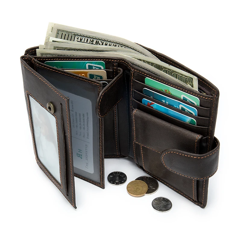 AURAY Fashion Male Men Genuine Leather Wallet Men Wallets Luxury Money Bag Short Card Holder Wallet Mens Men's Wallet Of Leather