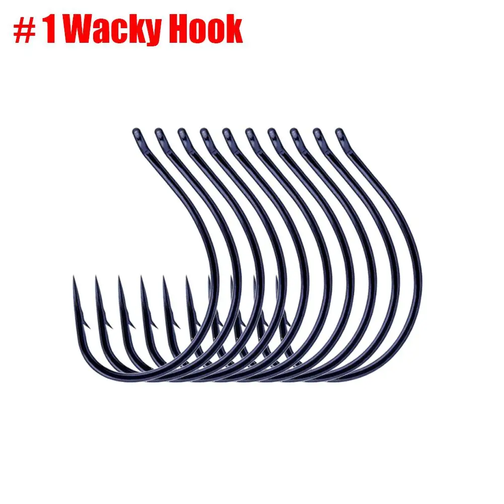 10PCS Barbed Hook Wacky Hook Drop-Shot Rig Worm Wide Gap Fishhook High Carbon Steel Fishing Hook On For Bass Carp Fishing Tackle