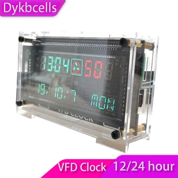Dykbcells pulpit VFD VFD cyfrowy zegar LED kreatywny zegar domowy oświetlenie otoczenia VFD ekran 12 24-godzina minuta sekundę dzień tydzień tanie i dobre opinie Elektryczne NONE CN (pochodzenie) 4-digit Counters VFD Clock 12 24 hour system Digital LED Clock