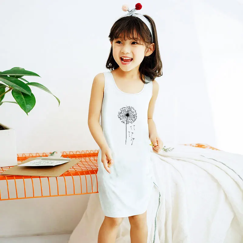 Latest Novelty Dandelion Printing Girls Dresses Kawaii Summer Dress Girl Cute Clothes 2 3 4 5 6 7 8 9 Years Old | Детская одежда и