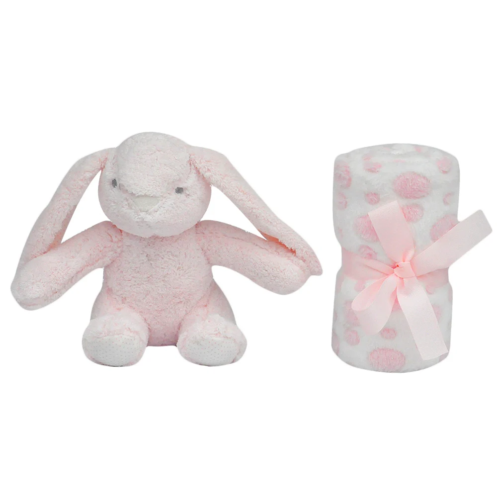 

2 Piece Plush 30 X 30 Baby Security Sleep Blanket 7 Style Stuffed Animal Set Pink Bunny Newborn Baby Gift